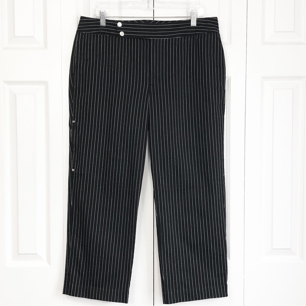 Lauren Ralph Lauren Active Black Stripe Mid-Rise Cropped Cargo Pants 14